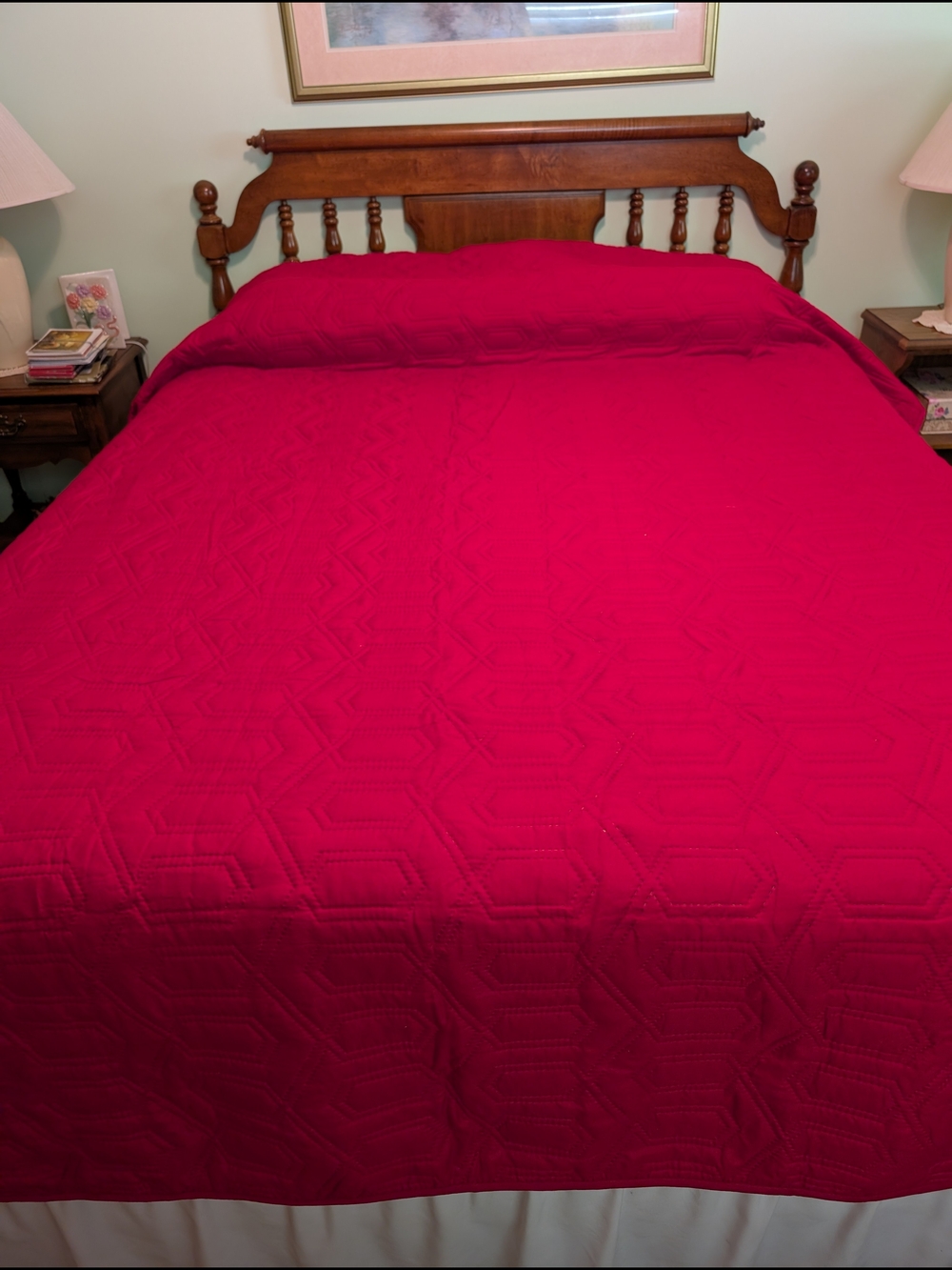 Classic Solid Red Quilt Coverlet - Home Bedding NWOT
